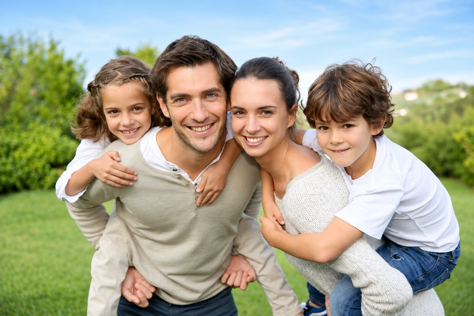 Família reunida em um momento de carinho