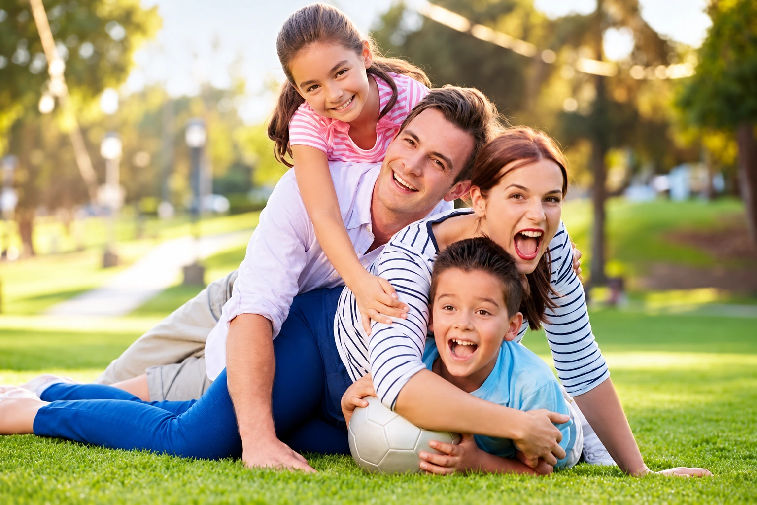 Família reunida em um momento de carinho